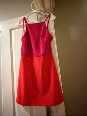 French Connection Pink and Orange Colorblock Mini Dress